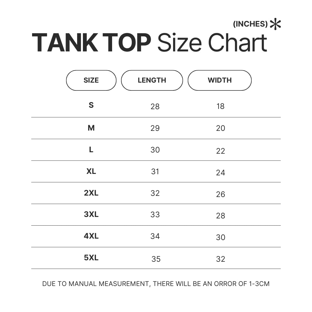 Tank Top Size Chart - Call Of The Night Store