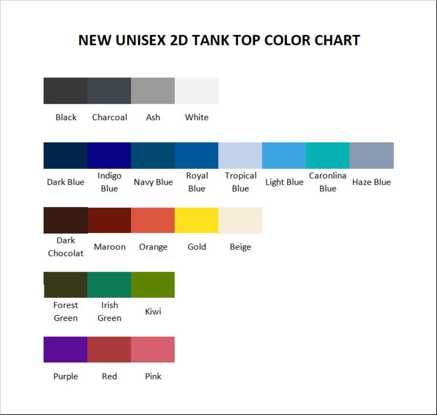 tank top color chart - Call Of The Night Store